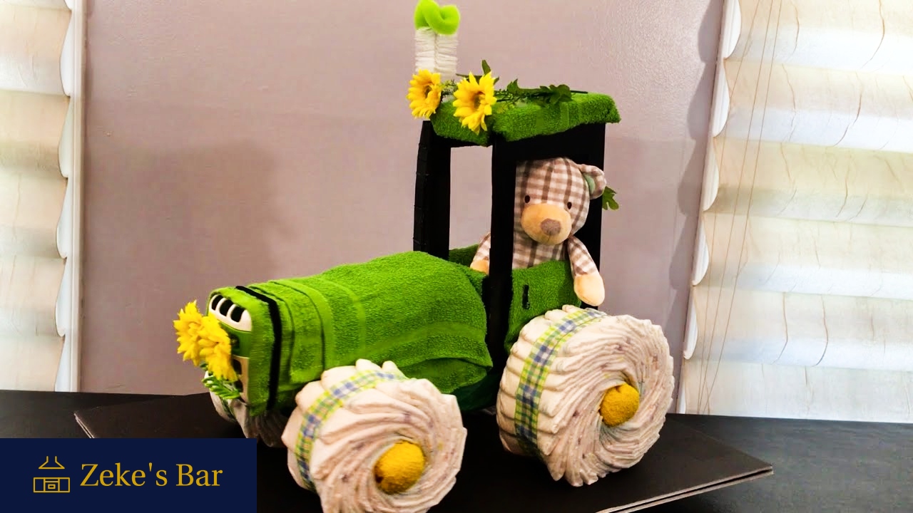 how to make a tractor diaper cake